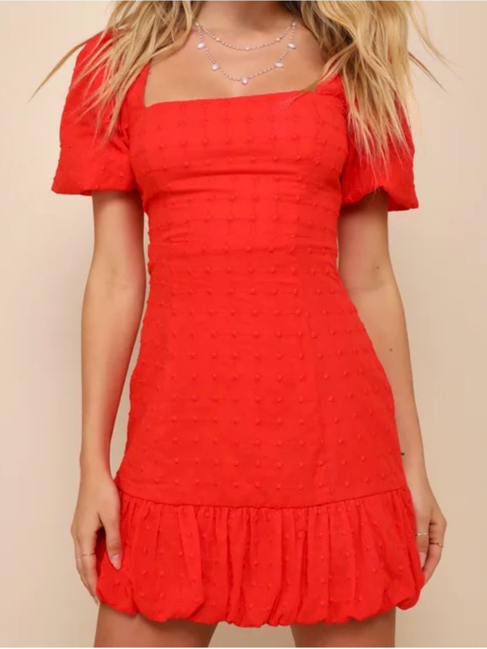 Lulu's Summer In Sicily Red Embroidered Lace Up Mini Dress